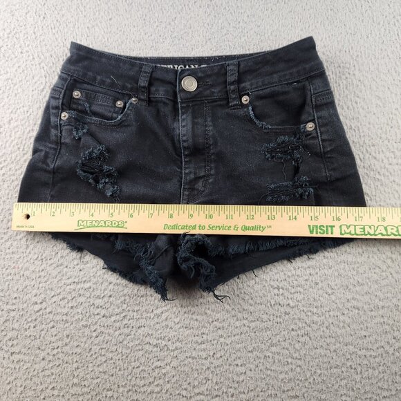 American Eagle Shorts Women's 2 Hi-Rise Festival Distressed Denim Jean Cutoff - Picture 4 of 10